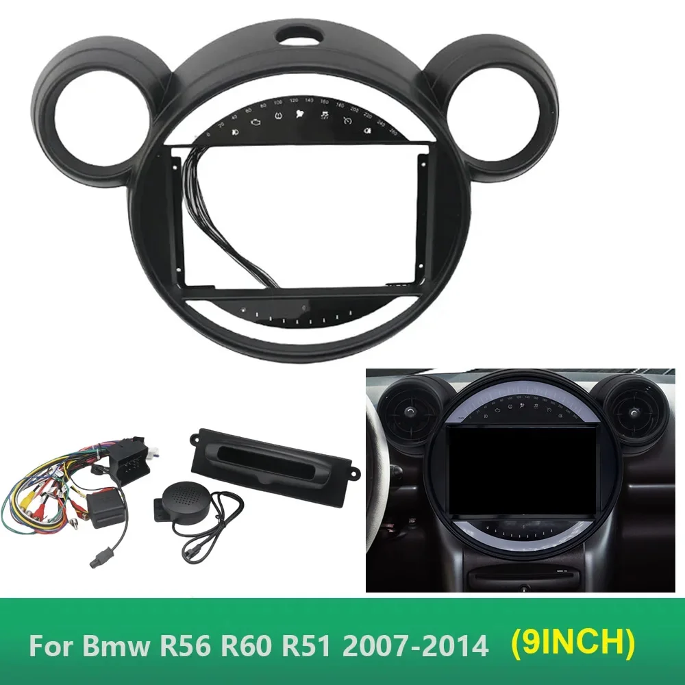 For Bmw Mini Cooper R56 R60 R51 2007-2014 9 Inch Car Radio Fascias  Dash Kit Install Facia Console Bezel Stereo Adapter Plate Tr