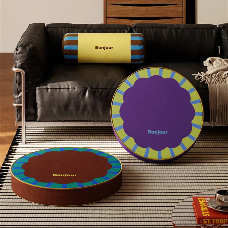 Memphis Round Floor Cushions Decorative Stuffed Throw Pillows Chair Seat Floor Seat Cushions for  Couch Sofa Classroom Yoga 40cm