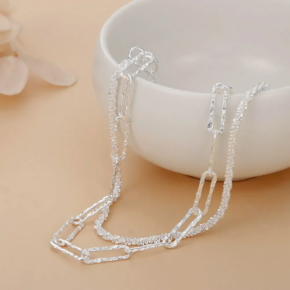 

Charm 925 Sterling silver classic double chain bracelets for women fashion original party wedding Accessories Jewelry gifts