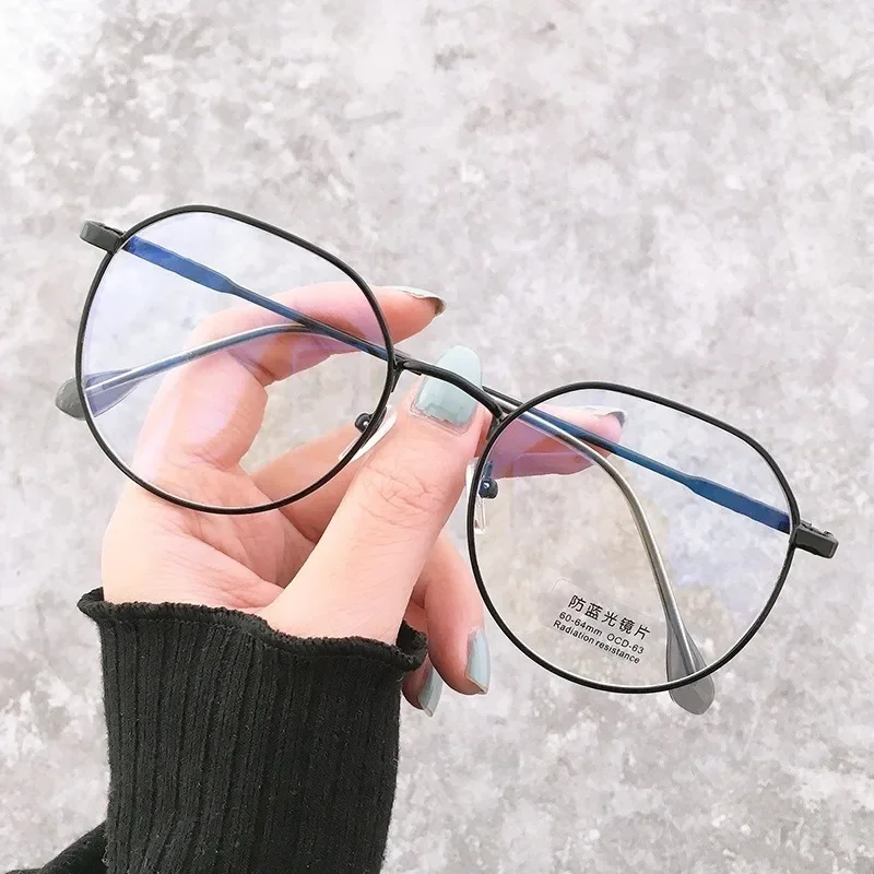 

Oval Metal Frame Anti Blue Light Radhiation Eyeglass for Unisex Replaceable Lens