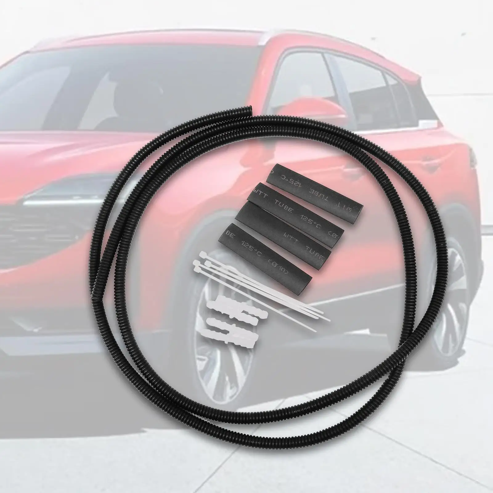 

Generic 1.6M Windshield Washer Hose Kit Auto Hose Connector Corrugated Hose