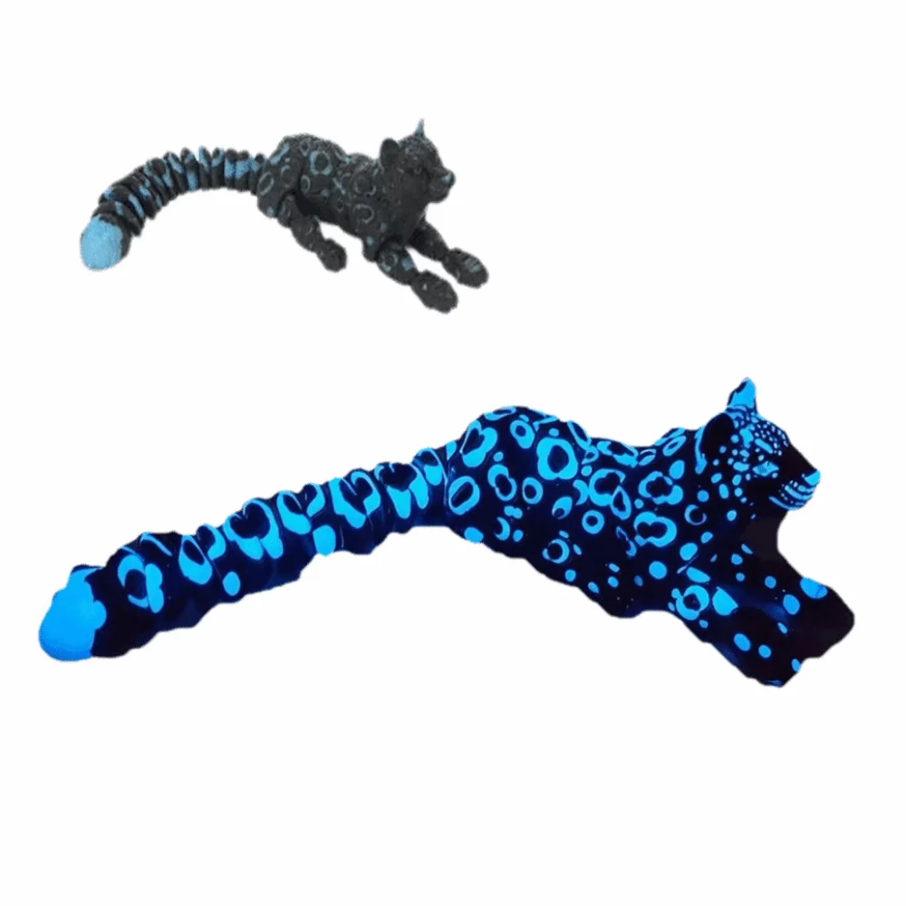 Creative 3D Printed Simulation Lifelike Rotatable Snow Leopard Model Flexible Articulated Movable Joints Animal Model