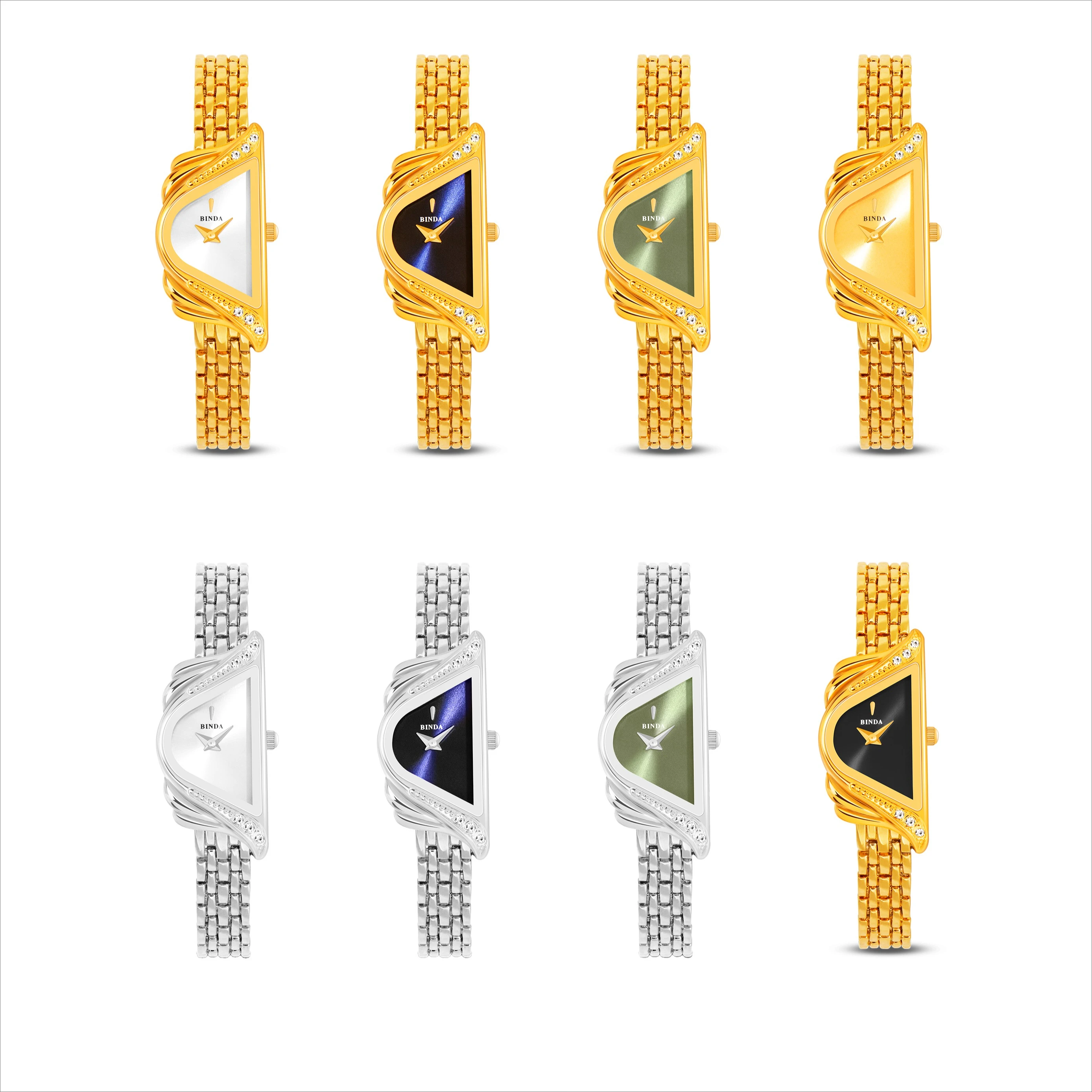 Binda 2025 Reloj de cuarzo con esfera mínima azul y caja plateada para mujer, resistente al agua hasta 30 m, regalo elegante con caja y ajustador de correa