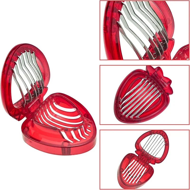 

Strawberry Slicer Stainless Steel Strawberry Cutter Multifunctional Fruit Egg Slicer Creative Fruit Cutter Tool Kitchen Gadget