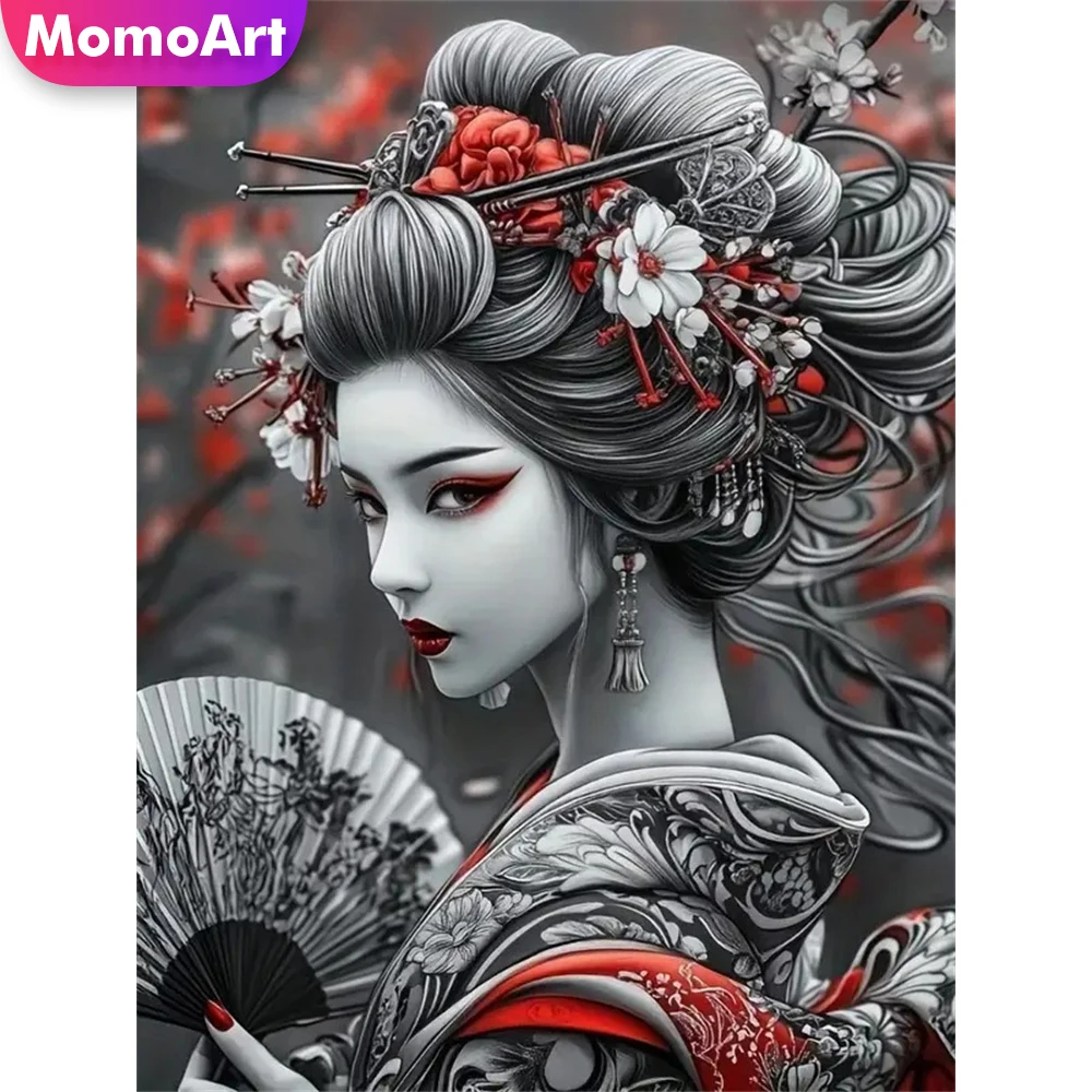Momoart Diamant Mosaik Porträt Japanische Frau DIY Voll Platz Runde Diamant Malerei Neue Ankunft Stickerei Handgemachtes Geschenk