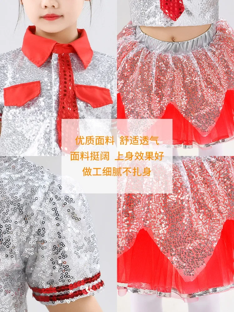 فستان الأميرة المعطف مطرز للبنات ، أزياء المشجع ، الرقص ، ملابس الأداء العصري ، رياض الأطفال ، الجاز