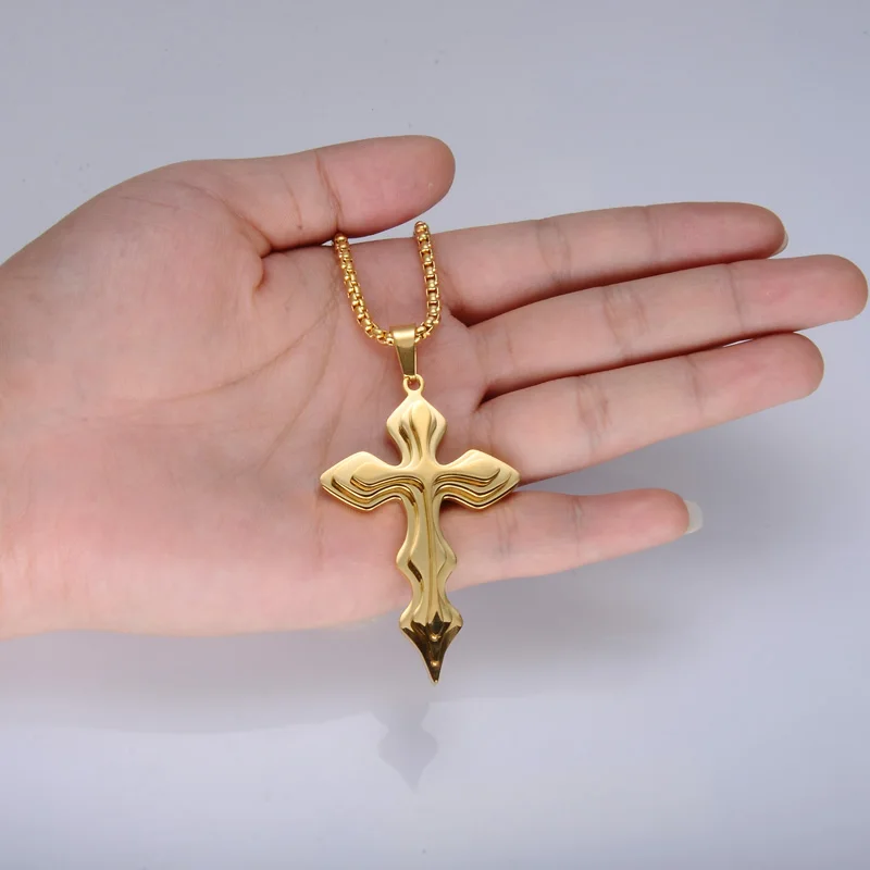 

Nextvance Hip Hop Punk Cross Necklace High Quality Two-Tone Polished Stainless Steel Big Pendant For Men Prayer Jewelry Gifts