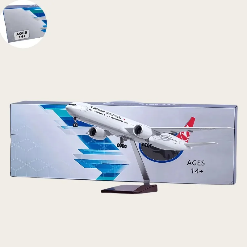 

1:157 Scale 47cm Aircraft B777 Turkish Air Airlines Model With Light and Wheel Diecast Resin Airplane Collection Display Gifts