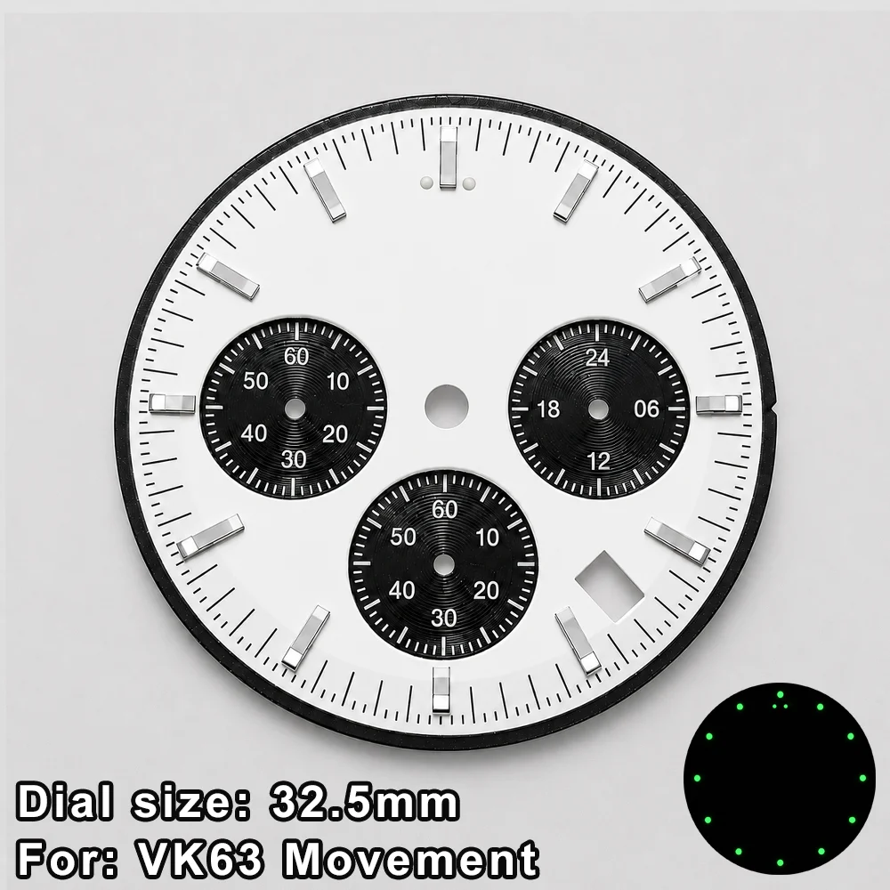 32,5-mm-Zifferblatt VK63 für Speed Master, Zifferblatt VK63 für Chronographenuhr, 32,5-mm-Zifferblatt, VK63-Uhrwerk-Zifferblatt, Zubehör, VK63, 32,5-mm-Zifferblatt
