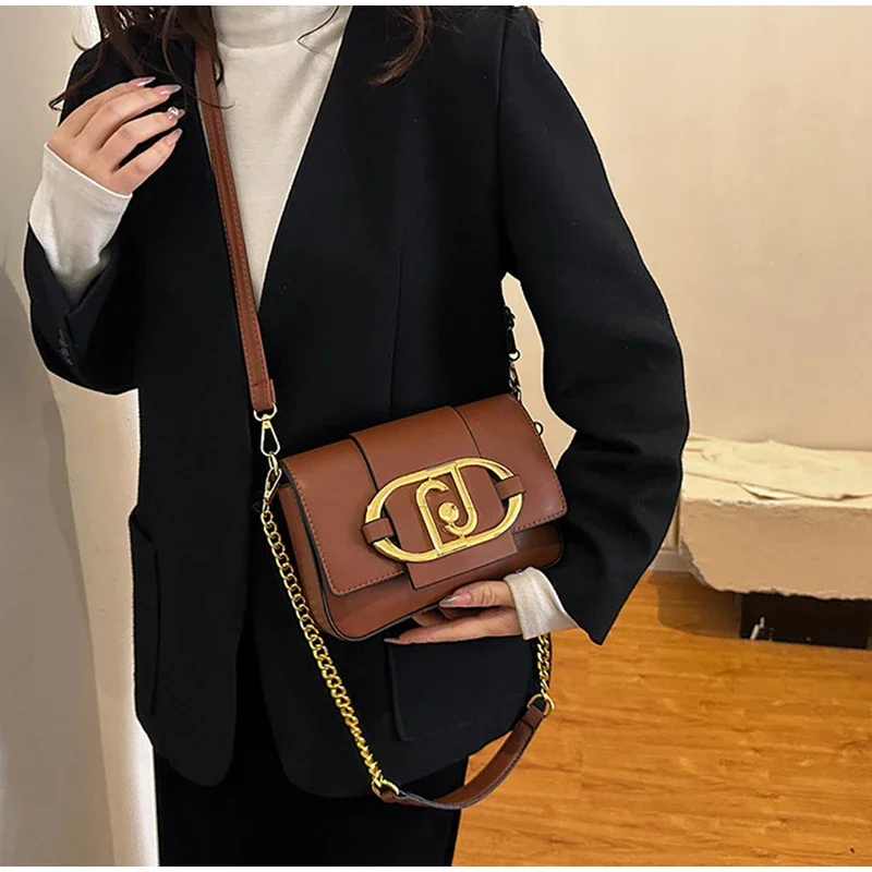 New Handbags For Women Metal Buckle Flap Square Shoulder Bags Fashion 2024 Ladies Messenger Bags Females Casual Commute Bags