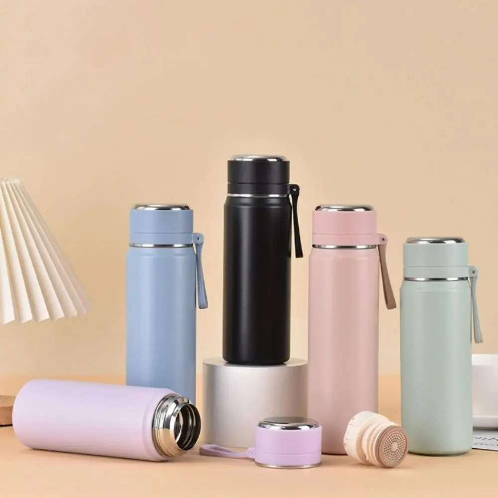 

Portable 500ml Thermal Water Bottle Leakproof 316 Stainless Steel Insulation Cup with Filter Silicone Rope Vacuum Flask School