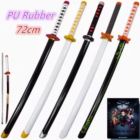 Demon Slayer Original Anime Assembled Sword Katana Cosplay Props Orange Rengoku Kyoujurou Kochou Kanae Swords 72cm