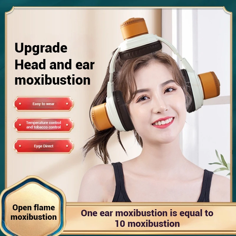 Headset-Style Cranial-Auricular Moxibustion Set with Ear Therapy Jar – Salon-Grade Portable Warm Moxibustion Device for Home Use