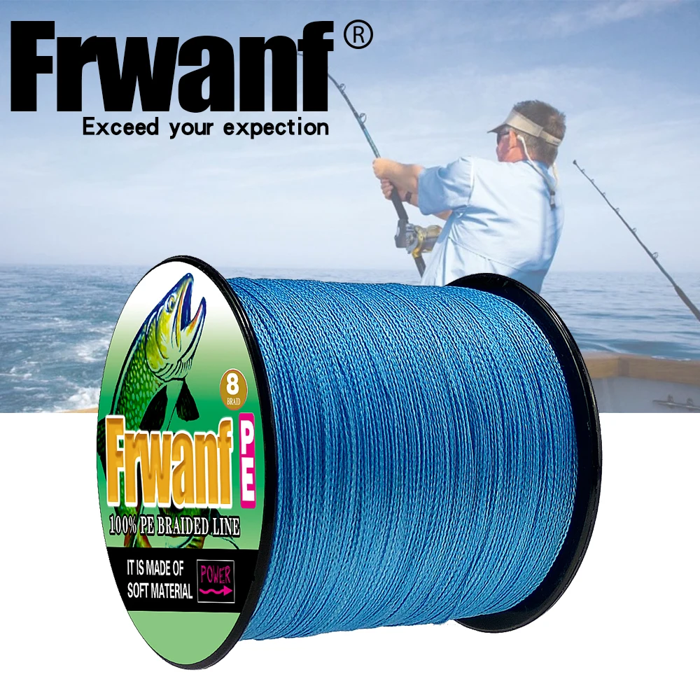 Frwanf 8 Strand Japan Super Strong PE Braided Fishing Line Multifilament Fishing Line 500m Braid Thread Black 8 Braid 6LB -300LB