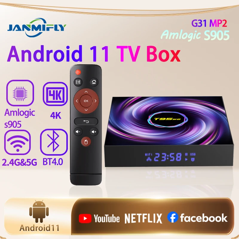 Android11 T95w2 Smart Home Theater TV Box Amlogic S905 W2 2.4GHZ&5GHZ Bluetooth 4.0 Wifi HDR 4K Media Player Set-top box