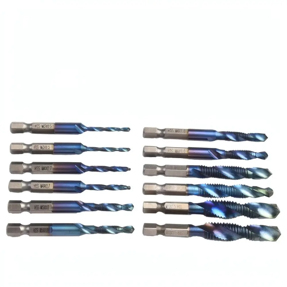 Integrated Drill Tap Bit Set Hex Shank Threading Tapping Tool For Metal Processing Drilling Deburring Countersink