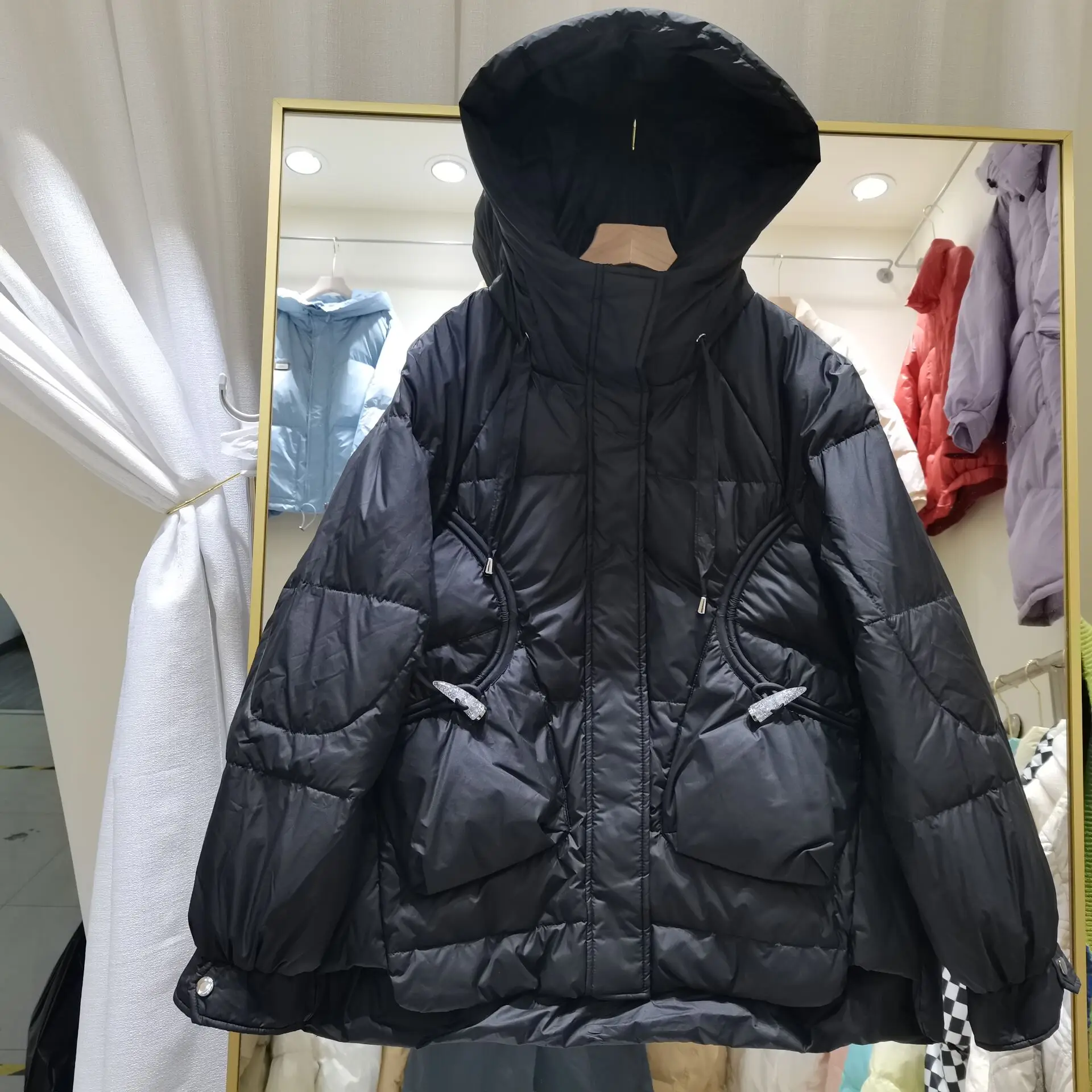 2022 New Winter Down Jacket Women\'s Short European Goods Loose Thick Jacket Coats Fashion Hooded Bread Coat White Duck down Coat