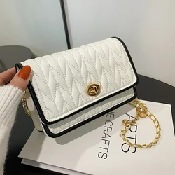 New Fashion Women's Shoulder Bag Simple Chain Texture Small Square Bag Light Luxury Party Crossbody Bag Purses and Handbags