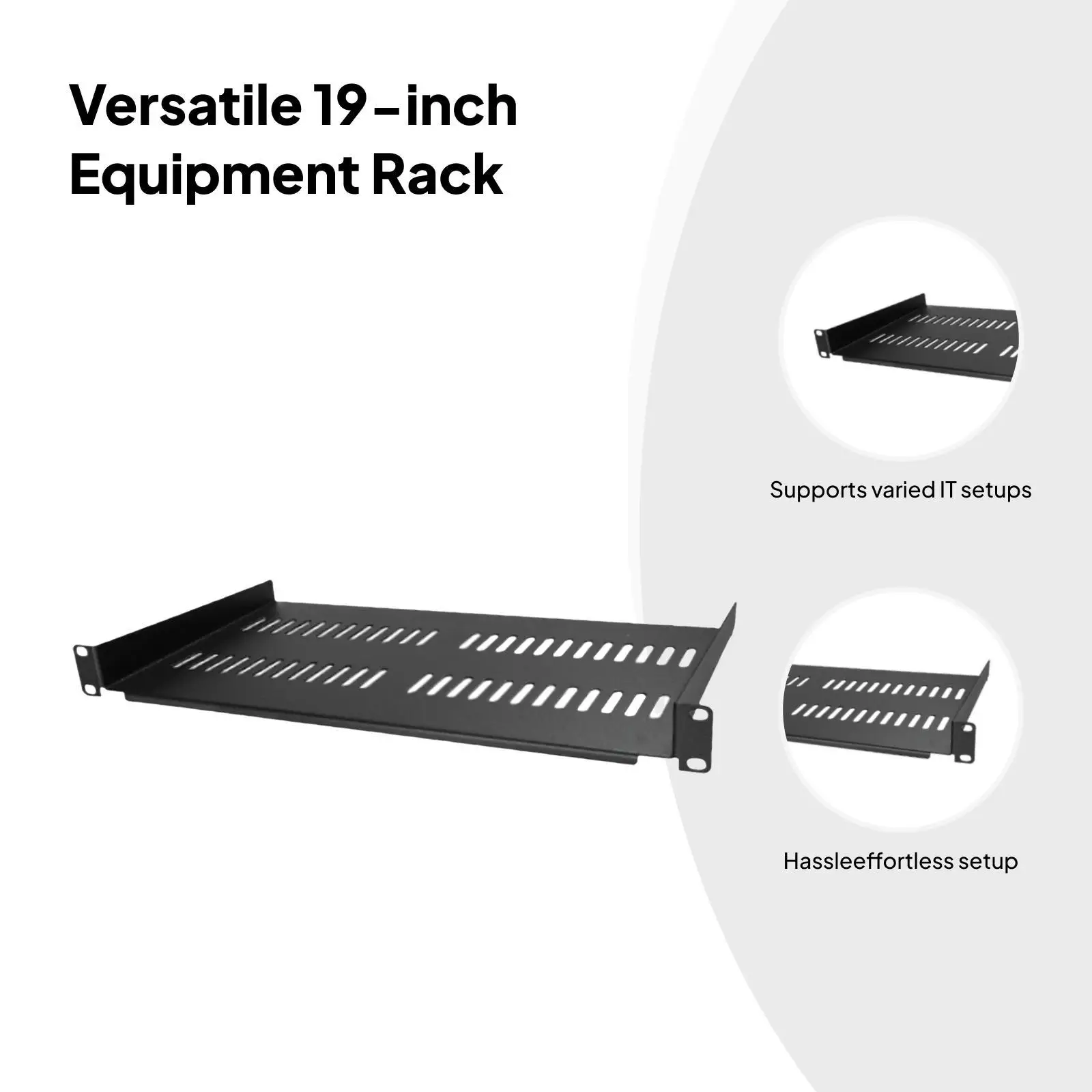Steel Cantilever Server Rack Shelf 1U Vented Mounting Tray Universal for 19 Inch Network Cabinets - view 5