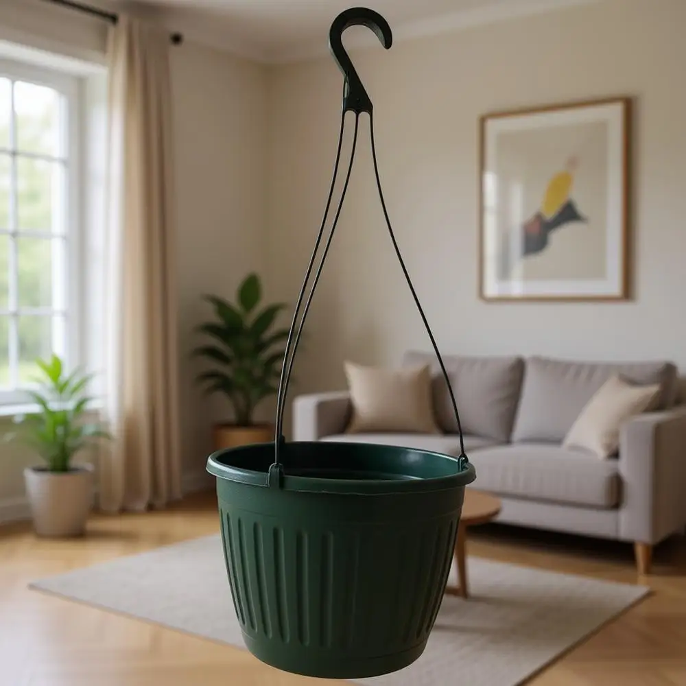 

10 Green Plastic Hanging Basket Set of 10