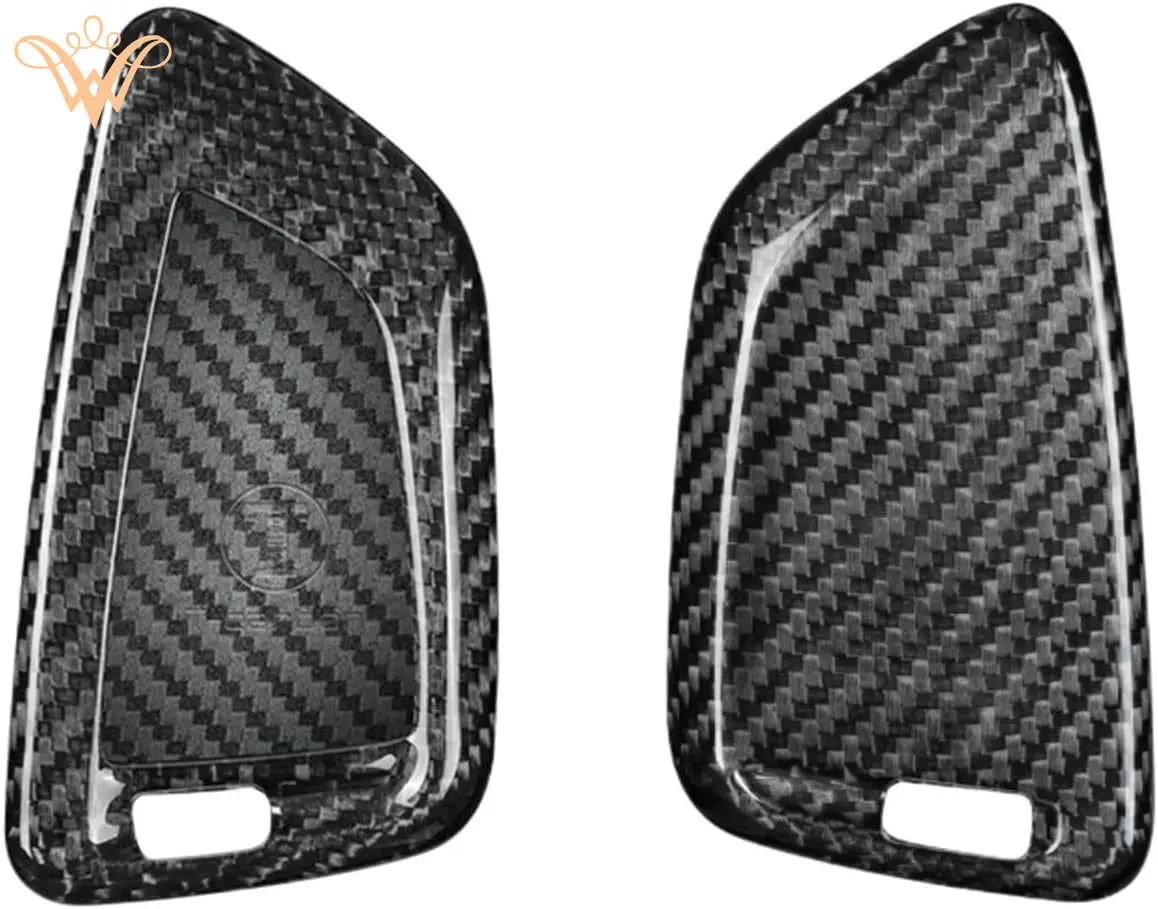 

T-Carbon Carbon Fiber Car Key Cover Case Compatible For BMW X1 X3 X5 X6 Series 1 2 5 7 F15 F16 E53 E70 E39 F10 F30 G30(BMB-R Sil