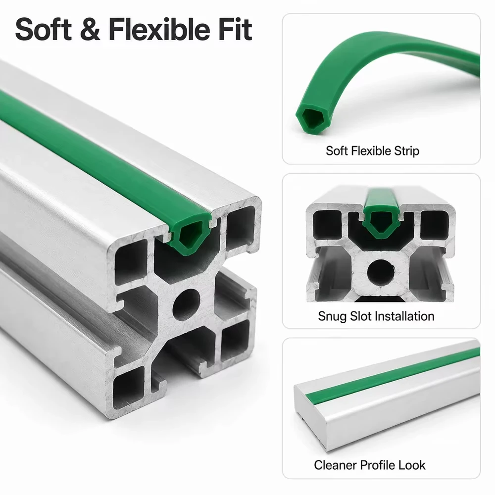 10 Meters 6mm/8mm/10mm Flat Seal for 20/30/40/45/50/60 series EU Aluminum Profile Soft Slot Cover/Panel 3D printer Extrusion