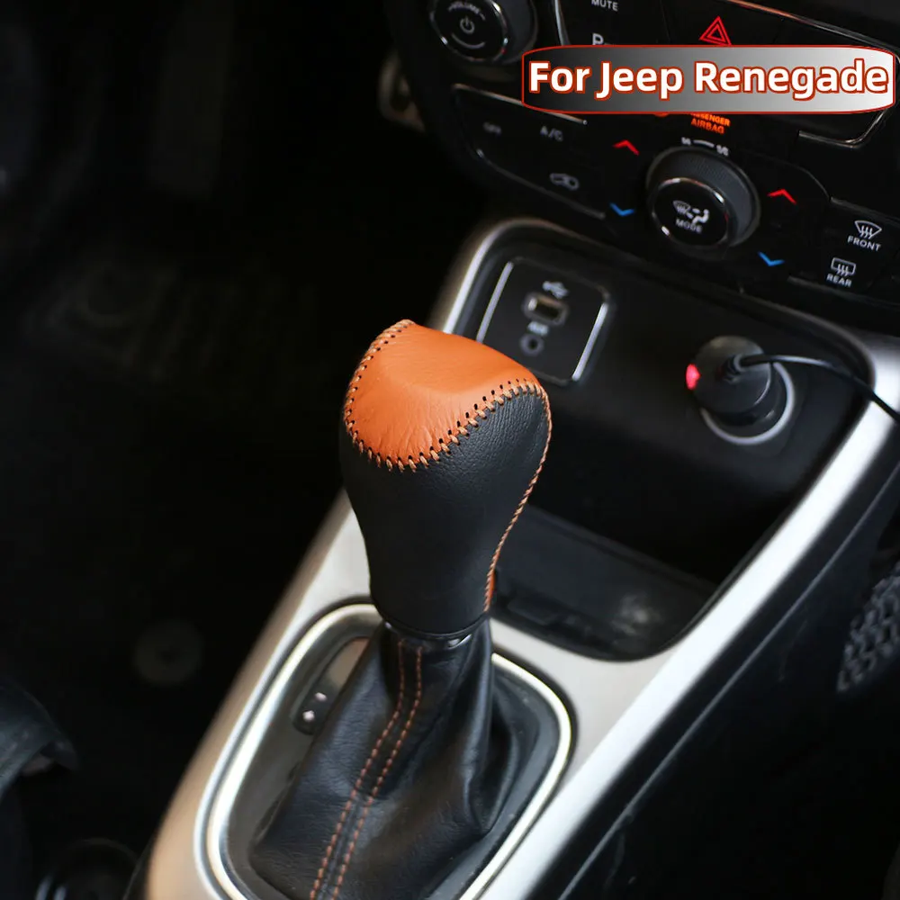Funda Protectora de Cuero para Palanca de Cambios de Coche, para Jeep Renegade 2014-2025, Compass 2017-2020, Accesorios Interiores AT