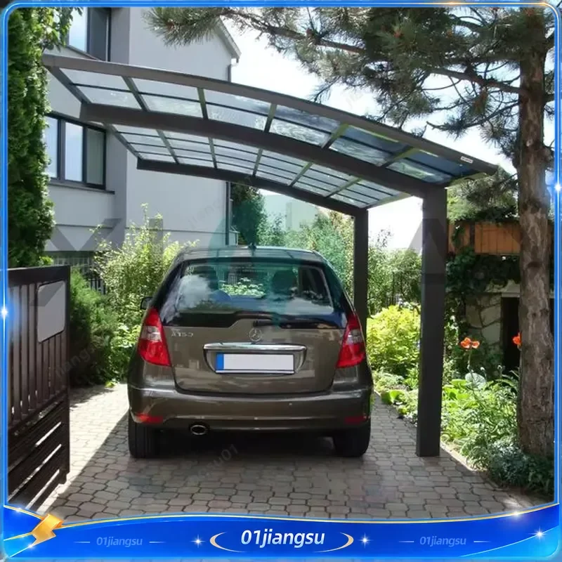 Aluminum Carport Single Slope Polycarbonate Roof Metal Car Shelter Japanese Style Outdoor Vehicle Canopy Parking Shed Garage