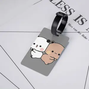 Cute DuDu Bear And BuBu Panda Couple Luggage Tags Suitcase Accessories Travel Baggage Boarding Tag Label Holder ID Name Address