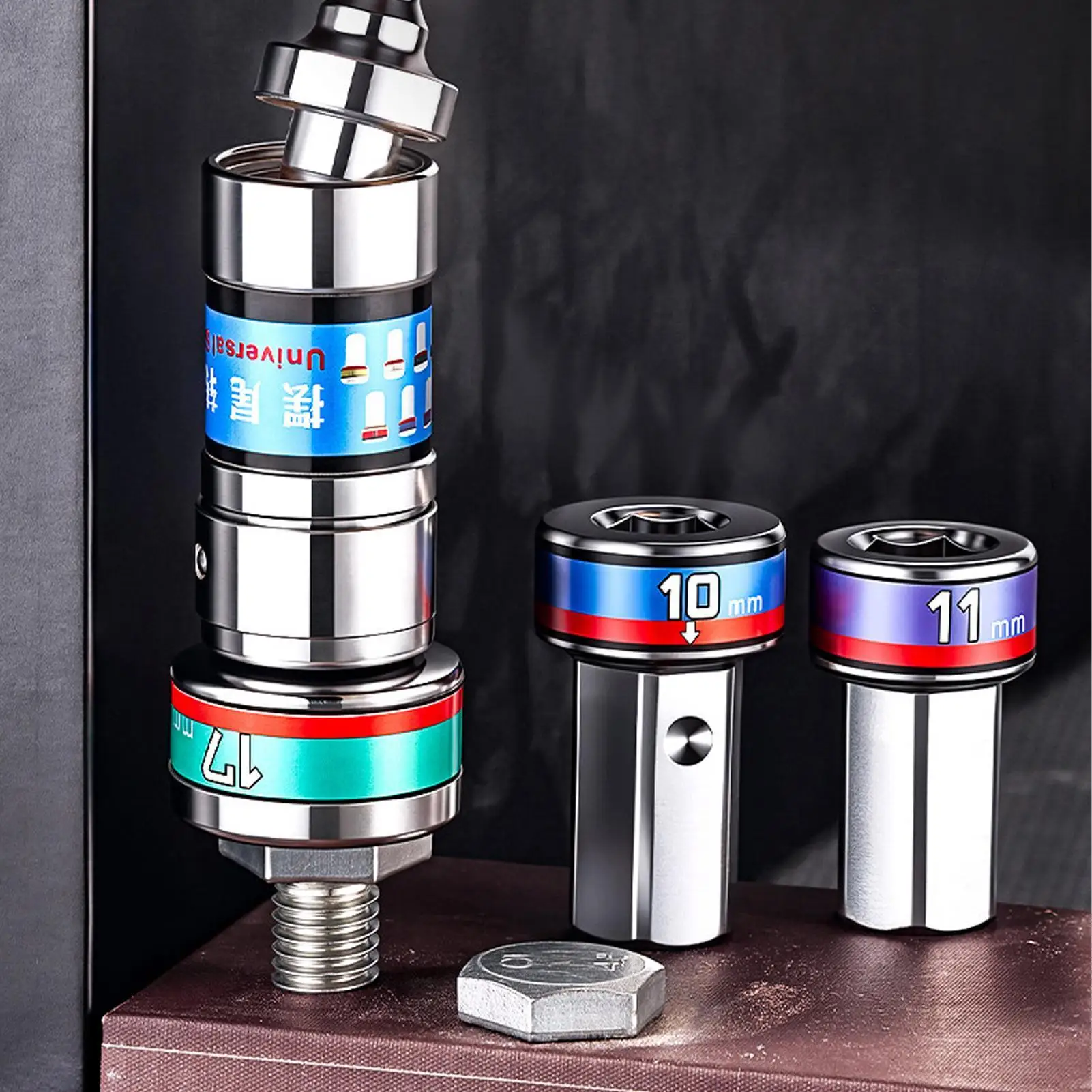 Universal Joint Socket Set Non-Slip Flexible Hexagon Alloy Steel Universal Joint Socket Adapter Set For Home Garage Motorcycle