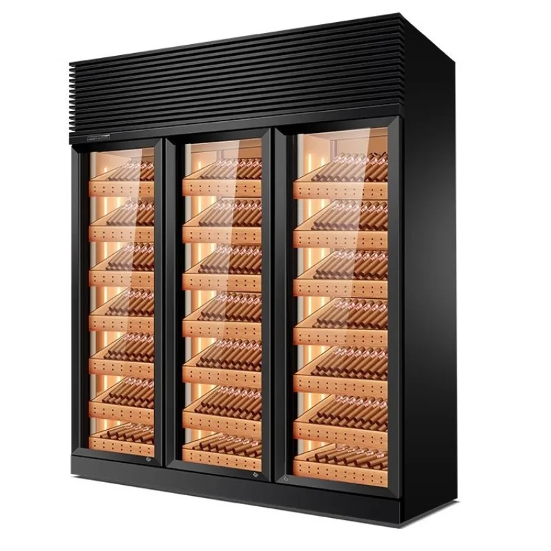 Oak cold cigar cabinet display cabinet constant temperature and humidity refrigerated cedar wood tea moisturizing cabinet red wi