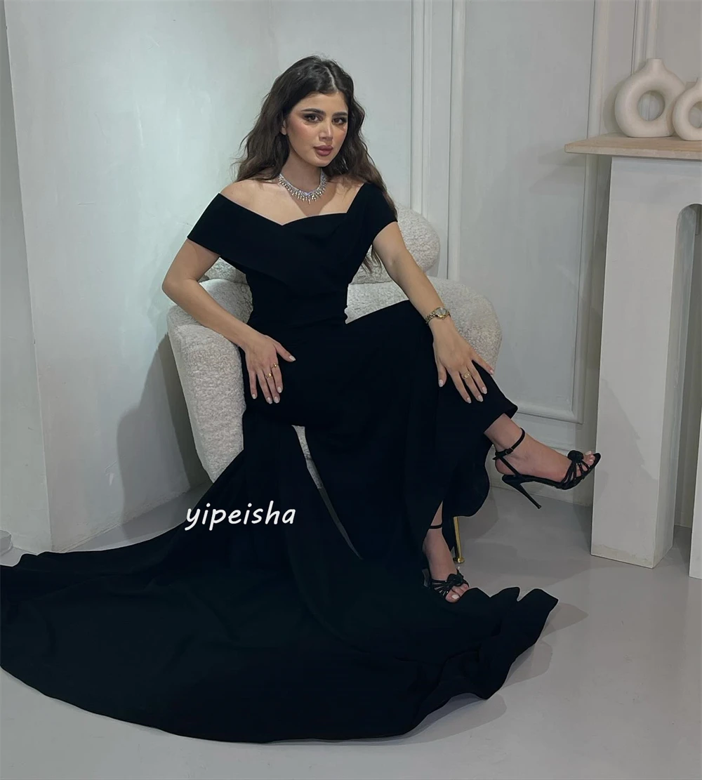 Ball Dress Evening Jersey Draped Pleat Birthday A-line Off-the-shoulder Bespoke Occasion Gown Midi Dresses Saudi Arabia