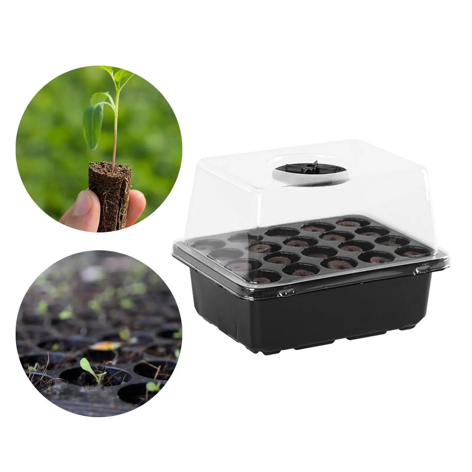 Seed Starter Tray Nursery Tray Reusable Grow Tray with Lid Soil Propagation Tray Hydroponic Plant Tray 20 Cells Seedling Tray