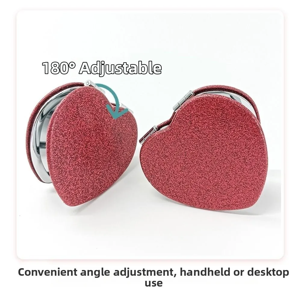 New Double-Sided Pink Mirror with Magnifying Portable Heart Shaped Compact Mirror Foldable Vanity Mirrors Home Use