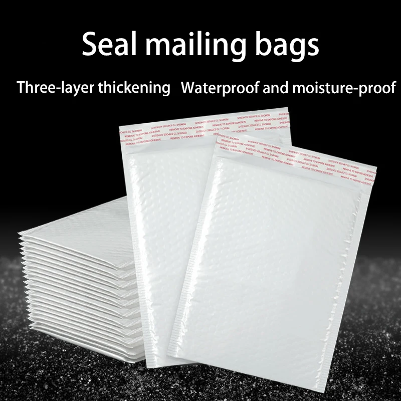 50Pcs White Thick Waterproof Bubble Bags Logistics Transportation Packaging Bags Clothing Express Packaging Bags