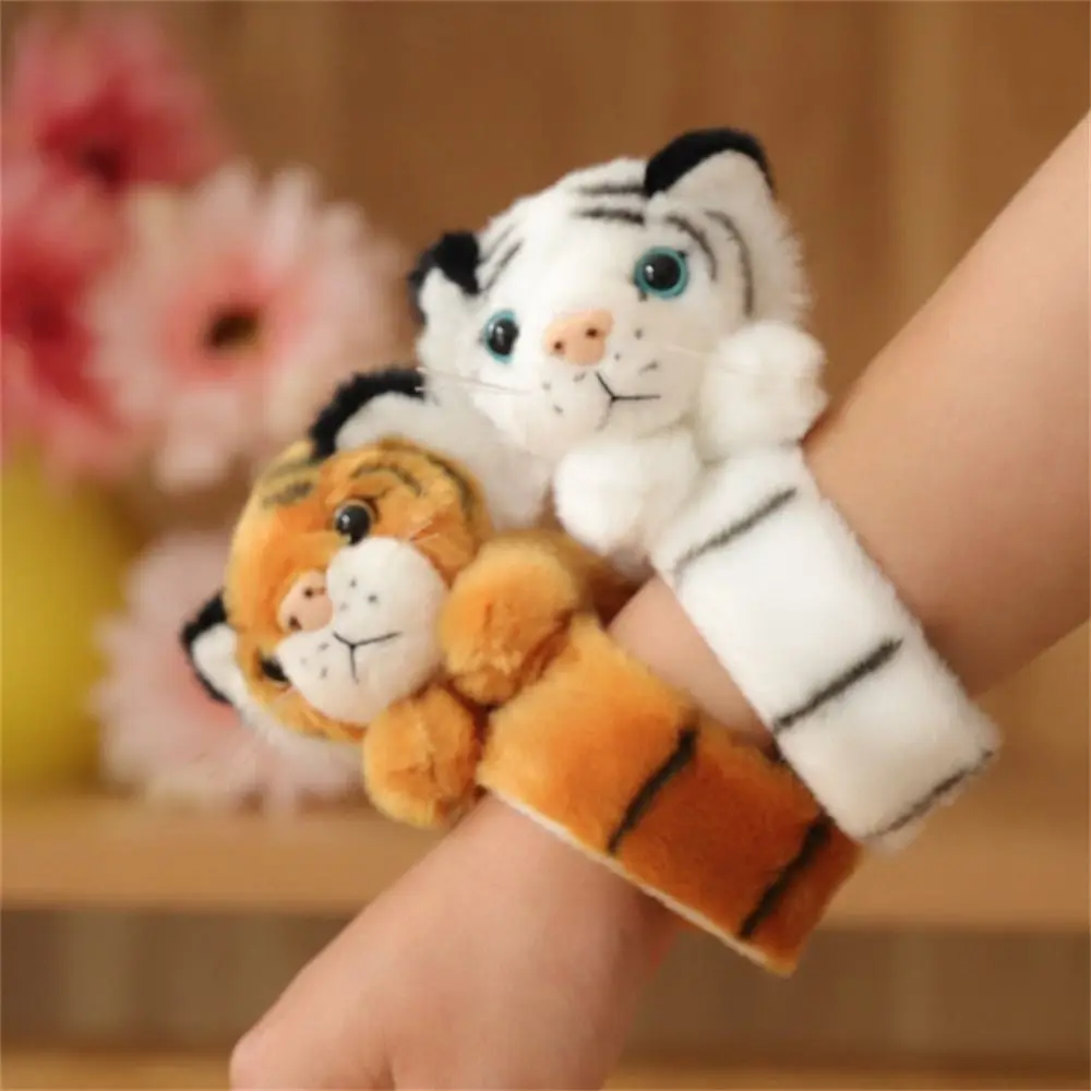 Party Favor Jungle Animal Stuffed Animal Wristband Clap Circle Panda Tiger Cartoon Slap Bracelet Comfortable Children Gifts