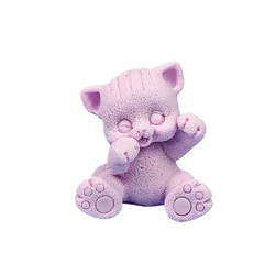 DW0460 Candle Mold Animals Cat Moulds Christmas Soap Molds Silicone 3D A Cute Kitten With Outstretched Claws Wedding Birthday