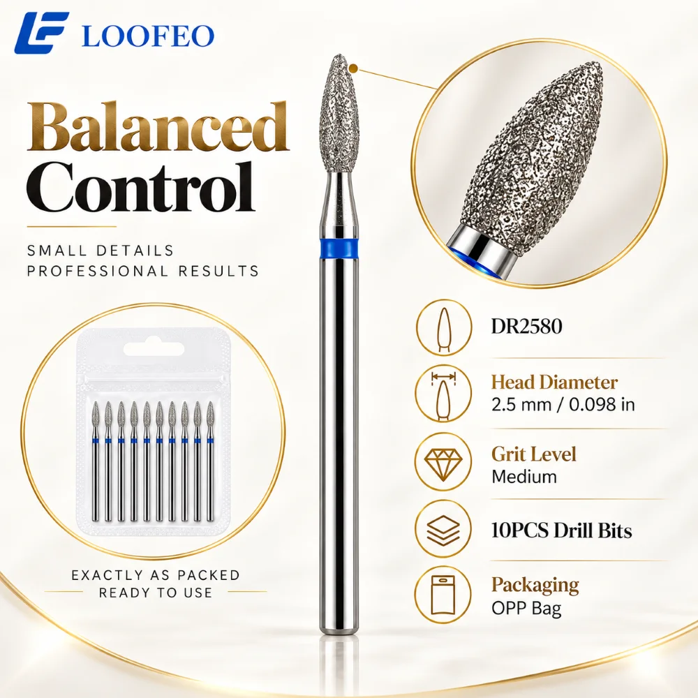 10PCS Diamond Nail Drill Bit 1.5-5mm Set Milling Cutter For Manicure Pedicure Cuticle Cleaning Burr Remover Gel Bits Nail Prep