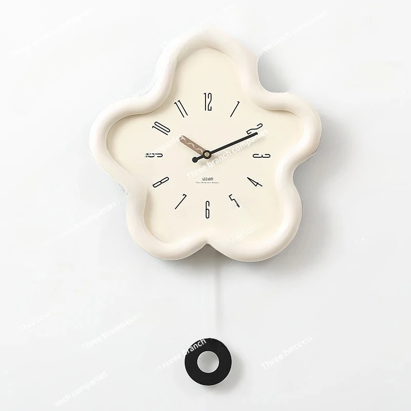 

Cream wind flower creative swing wall modern simple living room atmospheric clock decorative
