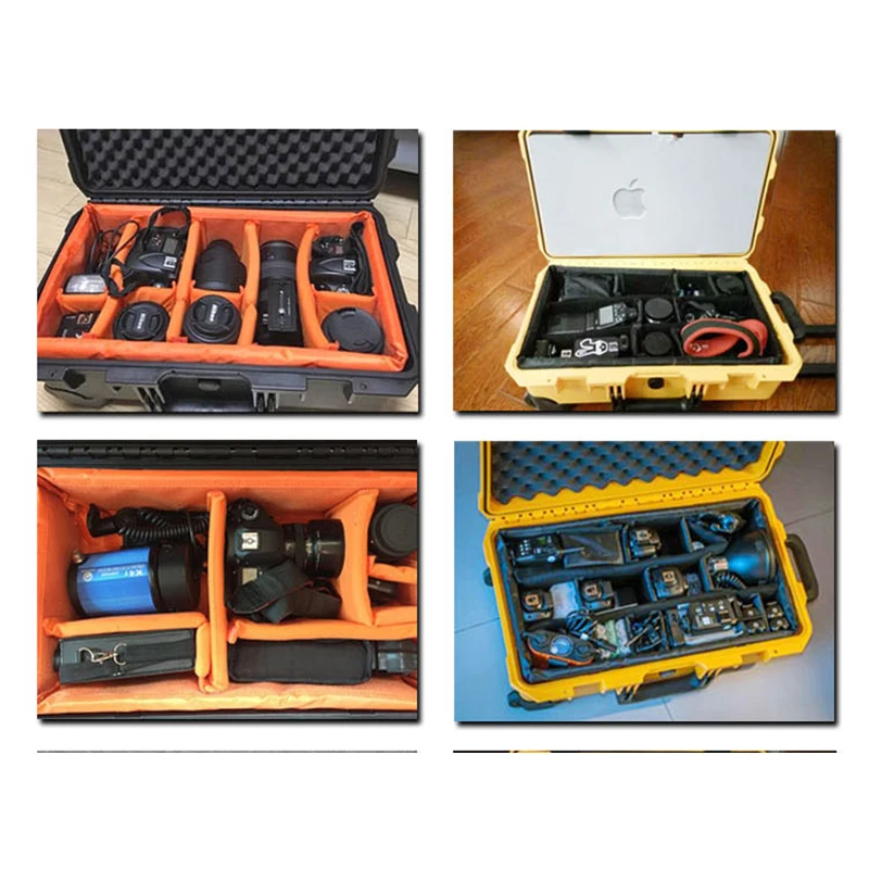 Professional Color Protective Box Waterproof Toolbox Equipment Case Plastic Pull Rod Aviation Tool Bag Customized Draw Bar