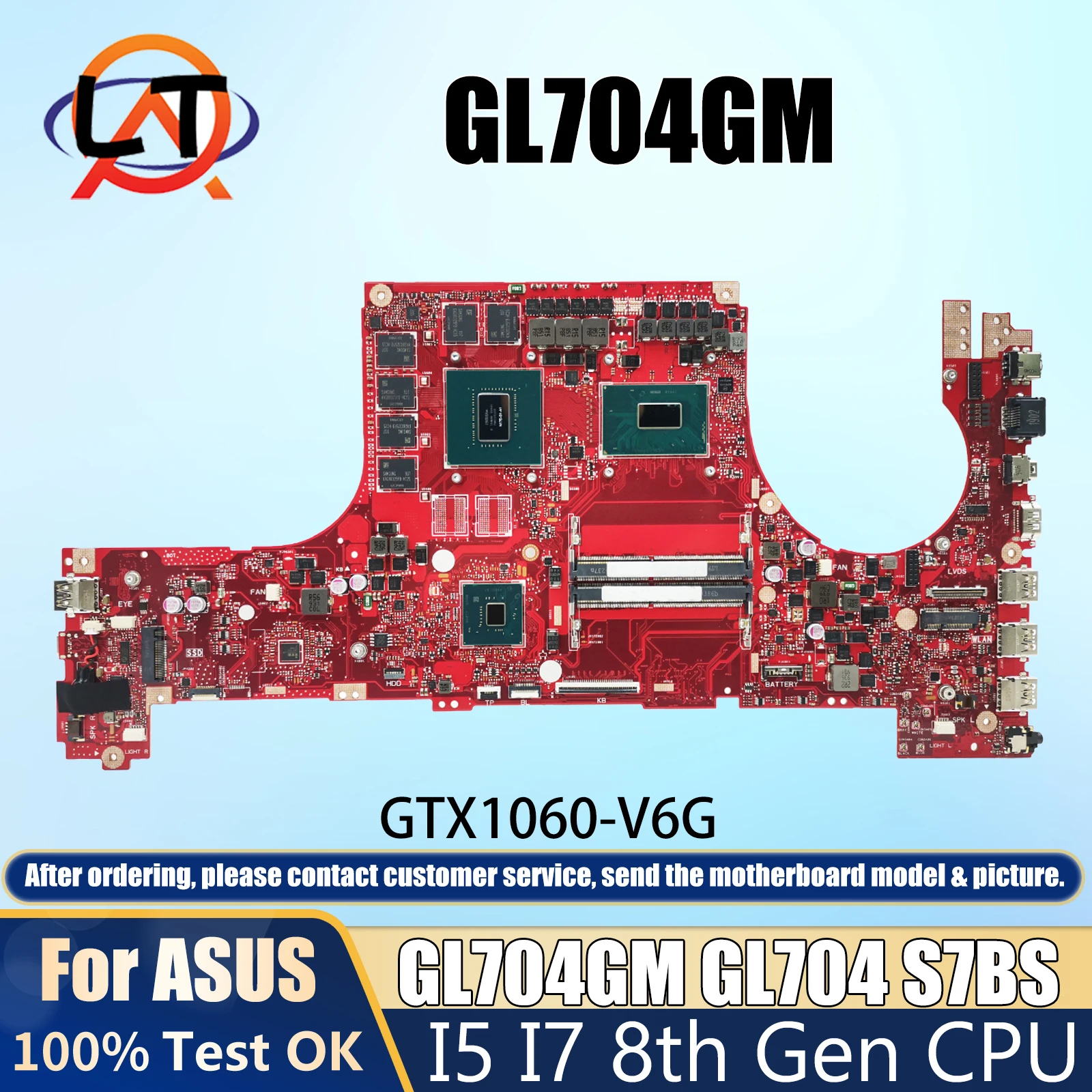 GL704GM W/i7-8750H CPU GTX1060-V6G GPU Mainboard For ASUS ROG GL704GV GL704G_S7C GL704 S7BS GL704GM S7CM Laptop Motherboard