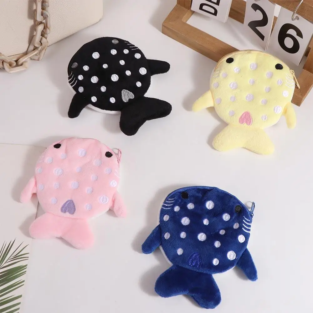 

Cartoon Shark Whale Shark Coin Purse Animal Zipper Shark Plush Wallet Portable Creative Plush Coin Bag Earphone Kid Gifts