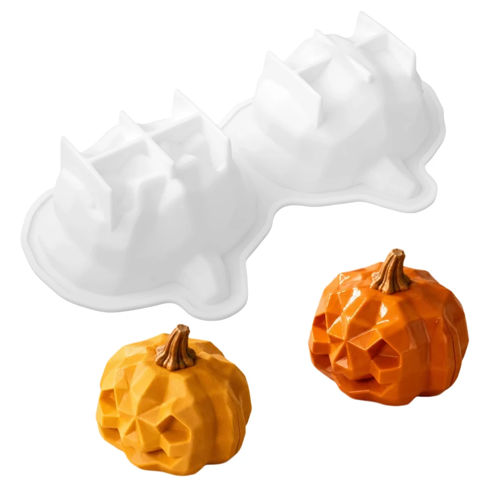 2-Cell Halloween Jack-o '- lantern Design Silicone Candy Chocolate Mold Food Grade Mousse Cake Mould Kitchen Dessert Bakeware