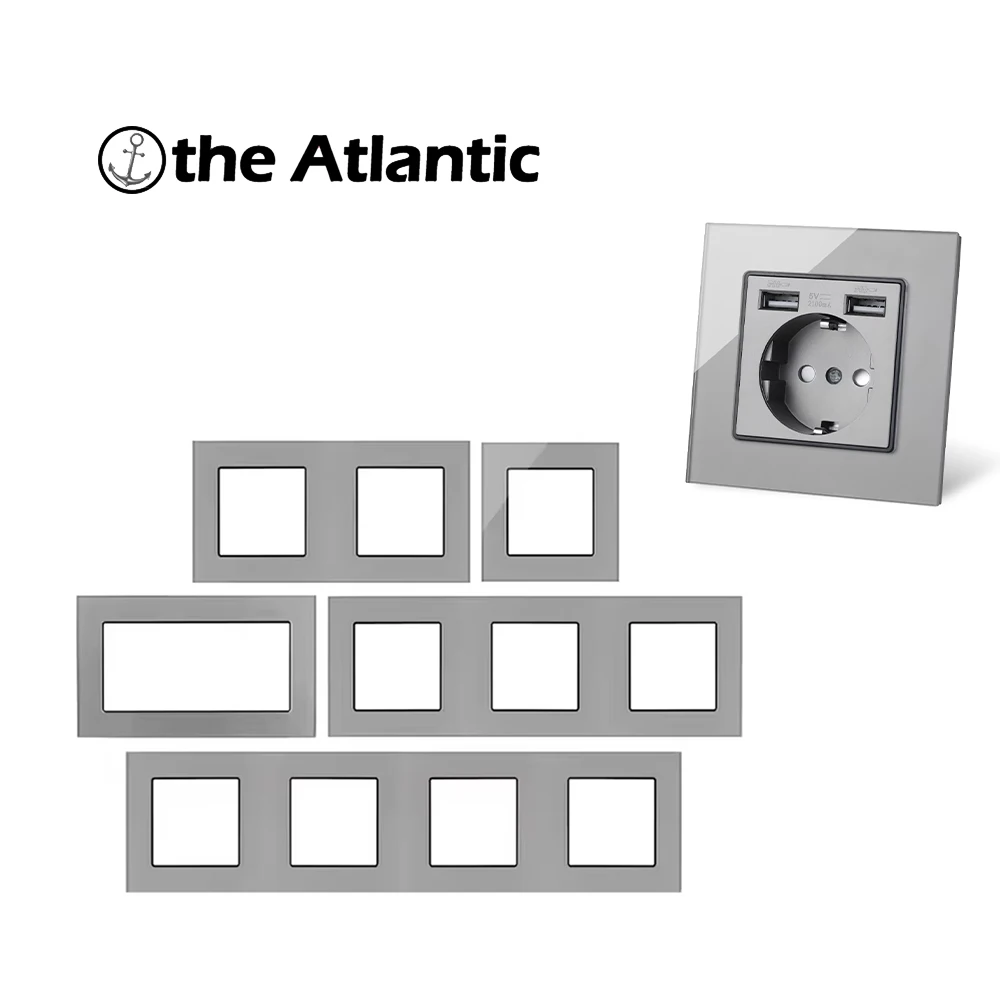 S-Series USB Wall Mounted Power Socket Light Switch RJ45 TV HDMI Module Frame DIY Free Combination Gray Glass DIY Accessories