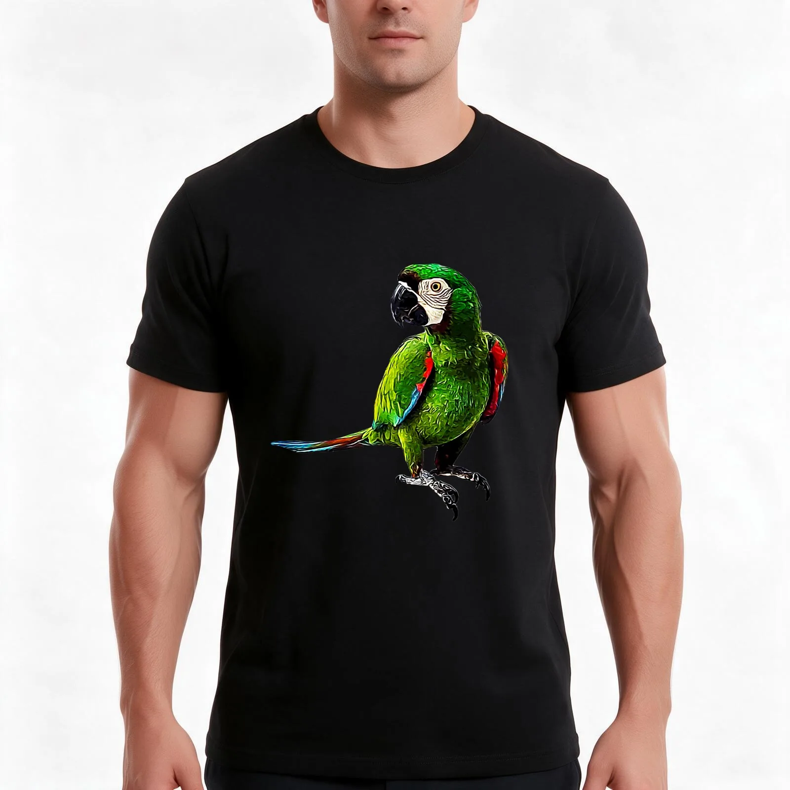 Severe Macaw - Beautiful Chestnut Fronted Macaw Parrot T-Shirt, Summer Casual Cotton Tee, Oversized Streetwear Tops, 100% Cotton
