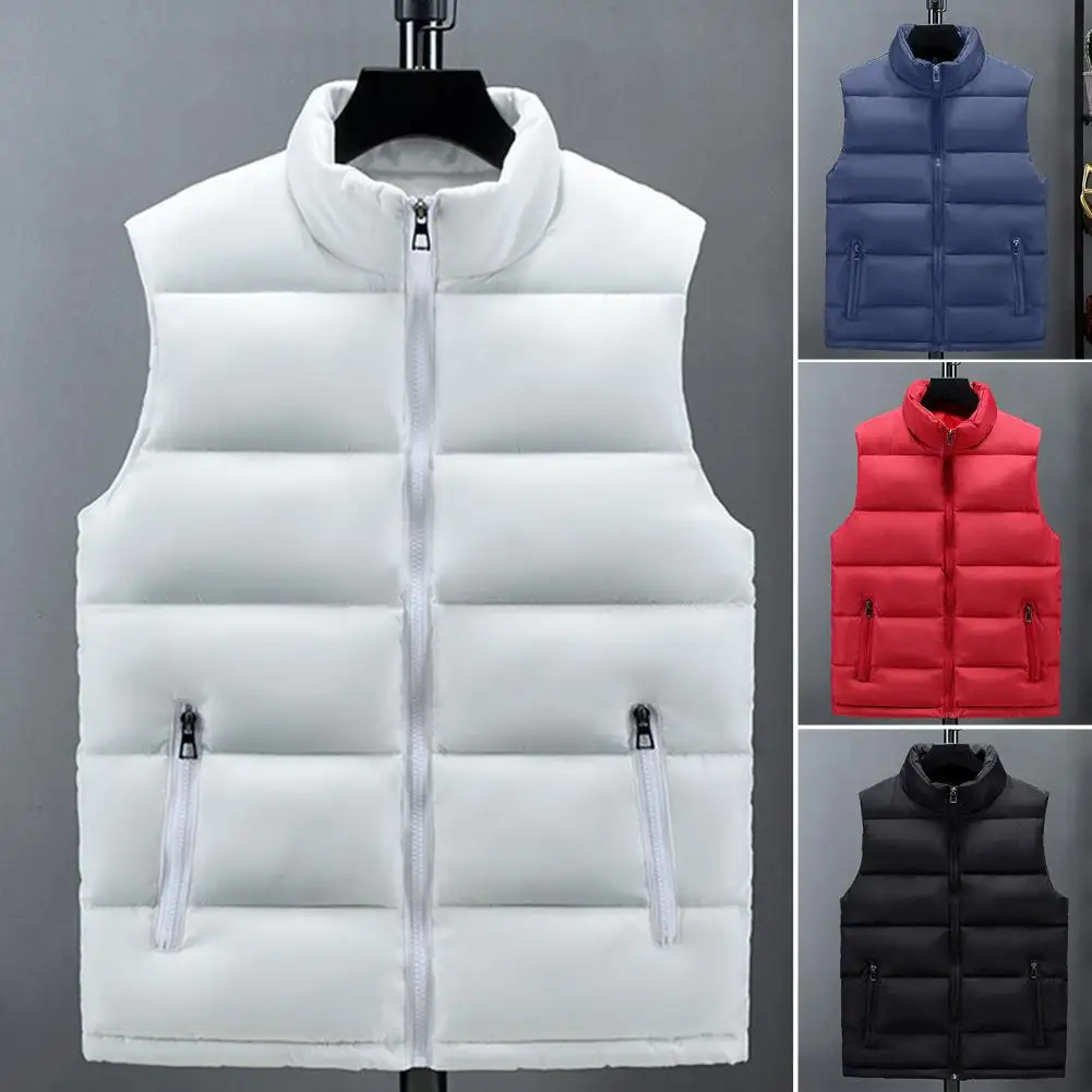 

Popular Sleeveless Jacket Autumn Winter Vest Coat Stand Collar Washable Warm Vest Vest Pockets