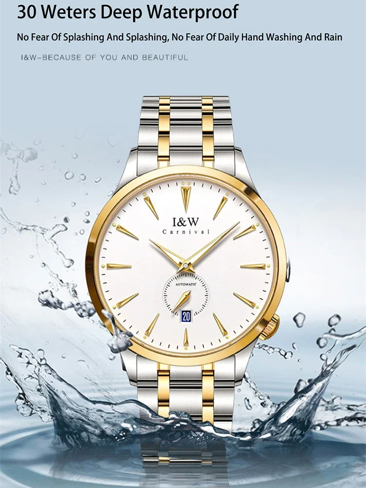 IW Carnival Automatic Movement Mechanical Wristwatches Luxury Business Simple Style Sapphire Mirror Waterproof Watch For Men