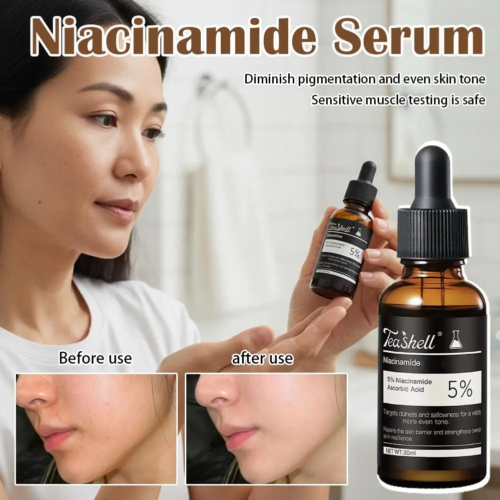 Sérum Facial com 5% de Niacinamida 30ml Essência Clareadora de Vitamina C para Remoção de Manchas Escuras e Iluminação da Pele Opaca