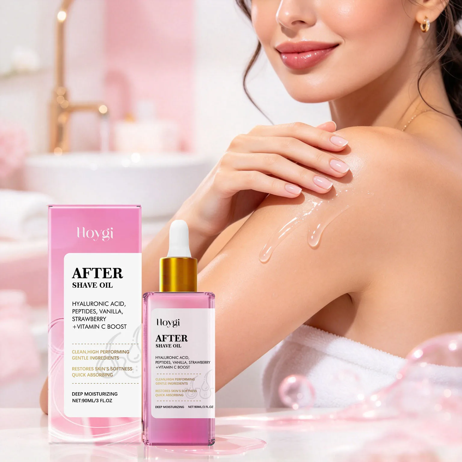 90ML Strawberry Scent After-shaving Oil Moisturizing Enhance Smoothness Nourishing Pores Improve Texture Daily Care Body Oil