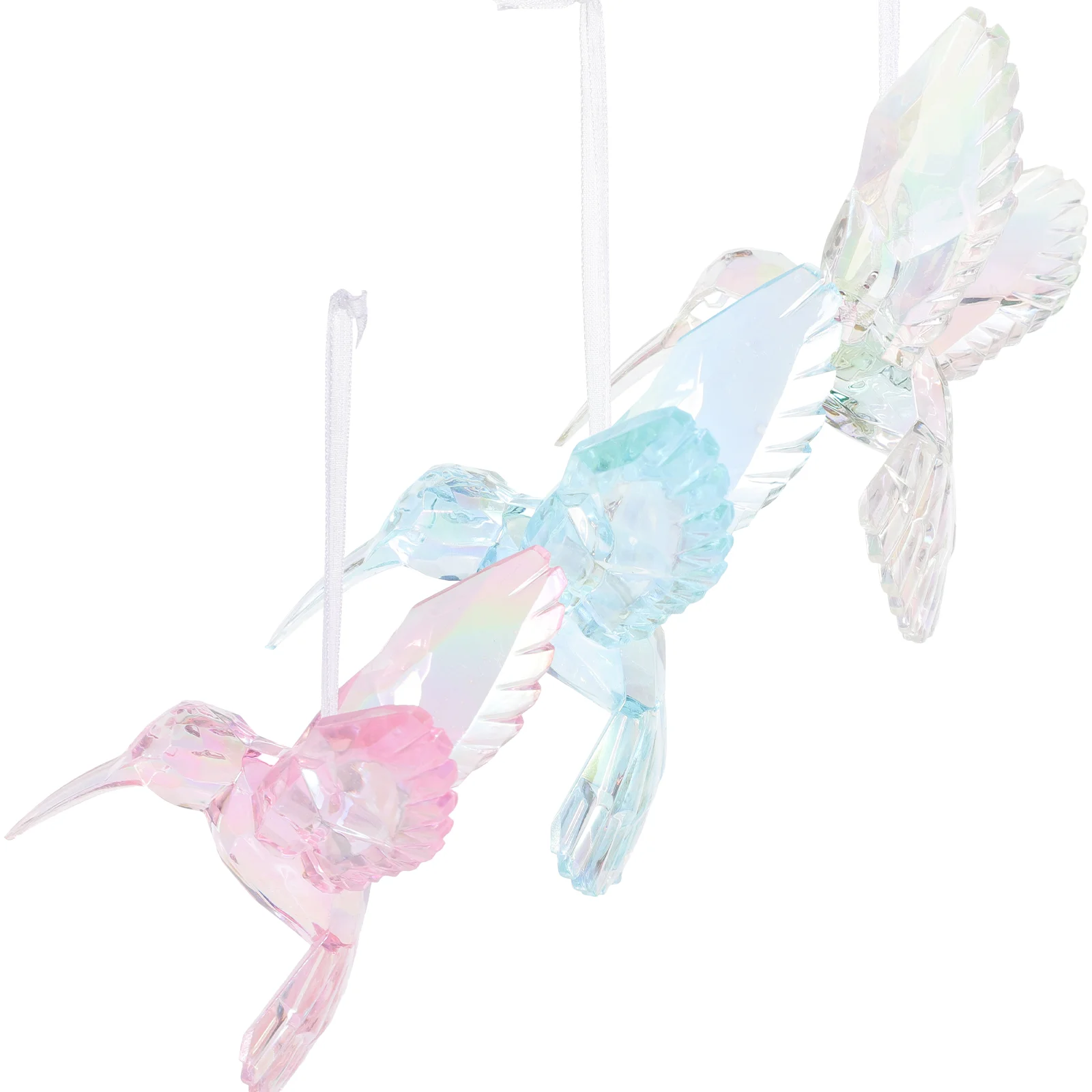 3 Pcs Flight Crystal Bird Pendant Hummingbirds Hanging Iridescent Acrylic Party Ceiling Adorns